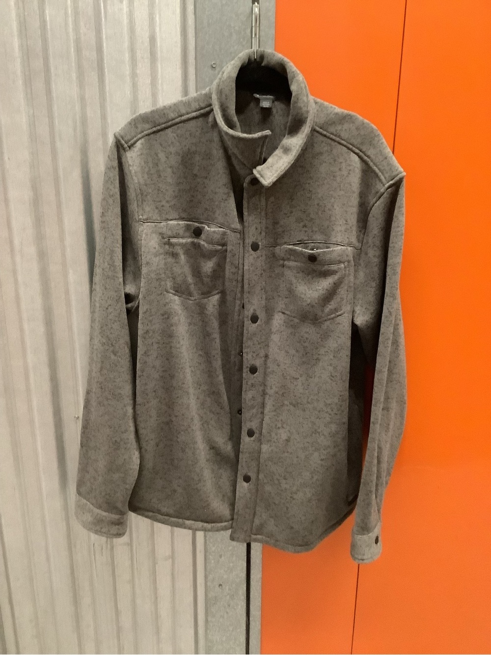Eddie Bauer Gray Snap-Front Fleece Shirt Jacket